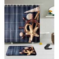 i@home Black board starfish digital printing polyester shower curtain