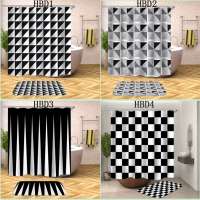 3D Digital Black&White Style Printed Waterproof Polyester Shower Curtain