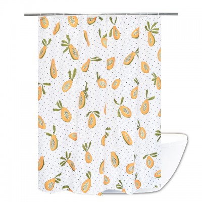 Colorful Fruit Pattern Papayas Custom Printed Washable Bath Fabric Shower Curtain