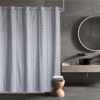 Factory Direct Custom Hookless Polyester Shower Curtain for Hotel Bathroom Shower Curtain Liner