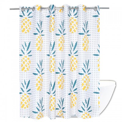 Pineapple Custom Printing Waffle Weave Dobby Hookless Shower Curtain