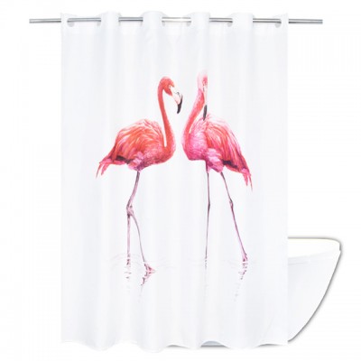 Animal Style Fashion Design Polyester Flamingo Printed Bathroom Curtain