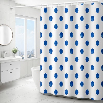 Hot Design Navy Blue Geometric Custom Printing Polyester Waterproof  Bathroom Curtain