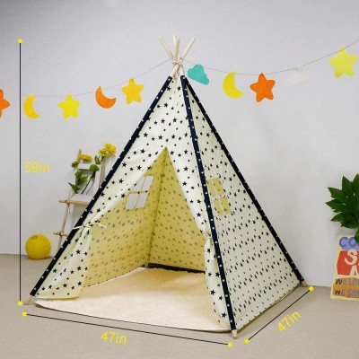 Children Play House Cute Star Printed Indian Teepee Tent For Kids