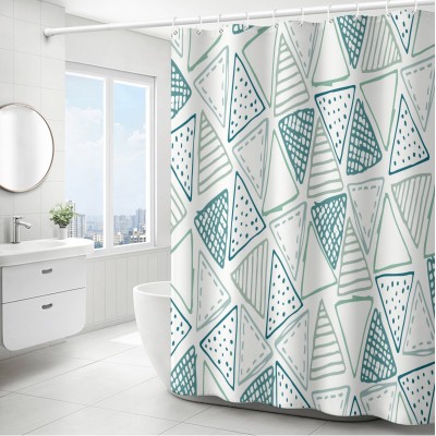 Wholesale Green Series Geometric Pattern Custom Digital Printing Bathroom Curtain