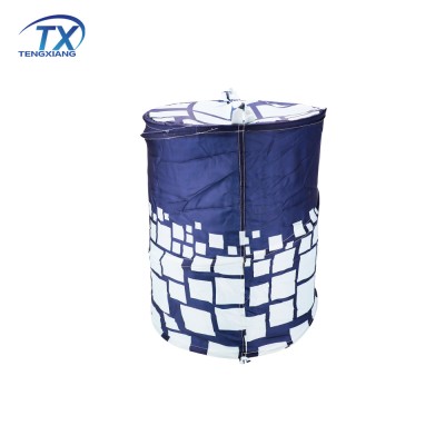 Round Collapsible Printed Fabric Polyester Laundry Basket