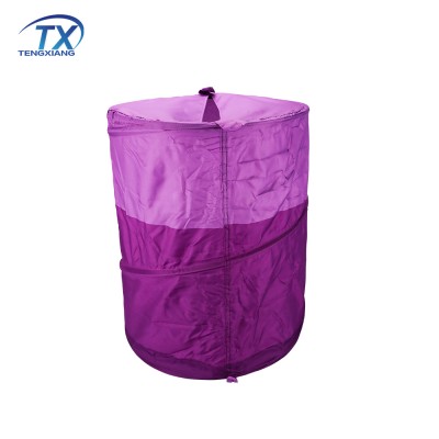 Hotel Polyester Waterproof Fabric Customized Solid Purple Dirty Clothes Storage Laundry Basket