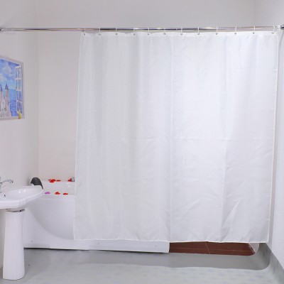 White Grid Jacquard High Quality Polyester Waterproof Shower Curtain With Hooks