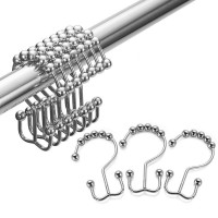 Stainless Steel Rust-Resistant Metal Ring Shower Curtain Hooks for Bathroom Shower Rods Curtains