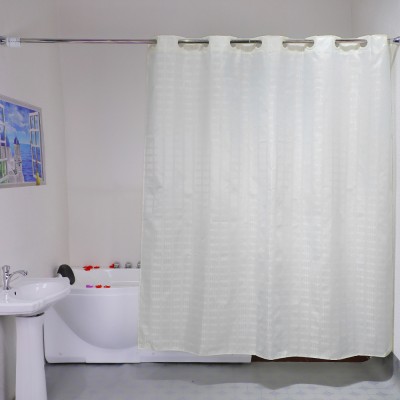 Wholesale Beige Jacquard Bathroom Curtains Hookless Style Hotel Shower Curtain