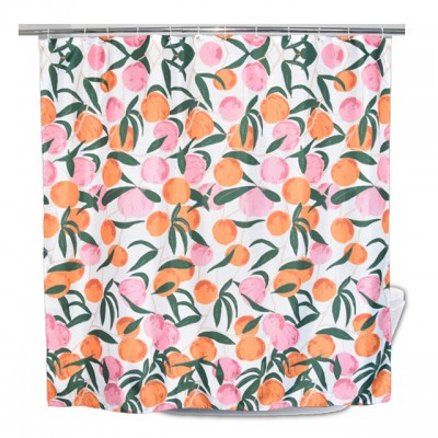 European Style Cute Bright Colorful Peach Waterproof Decoration Fruit Shower Curtain