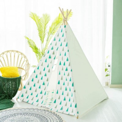 Manufacturer Kids Green Tree Printing Indoor Outdoor Play Indian Teepee Tent For Wholesale